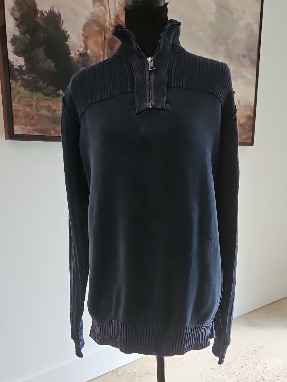 BKE Men's Dark Navy Half-Zip Sweater